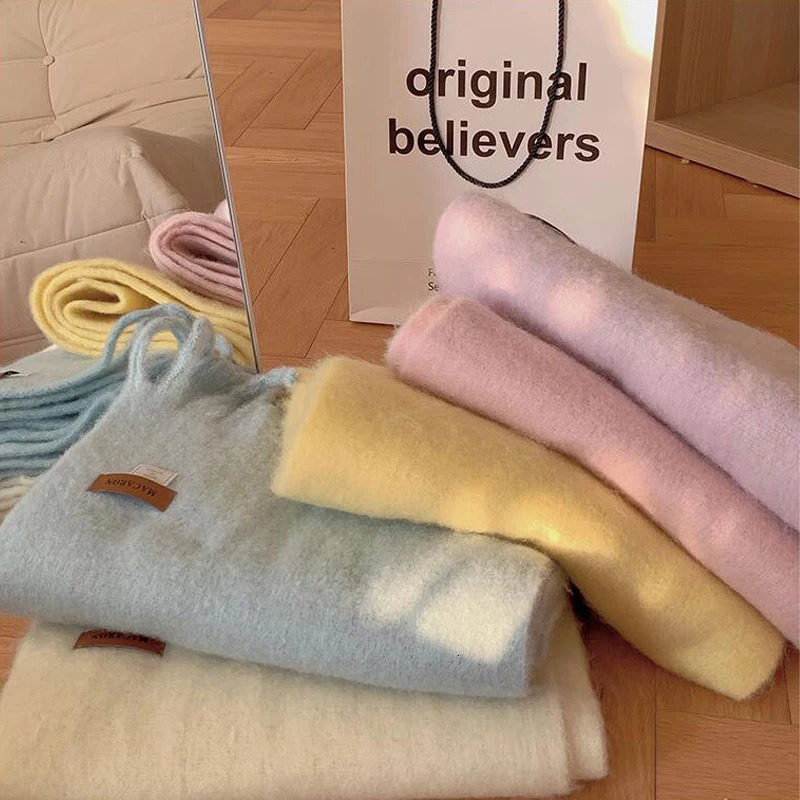 USPOP Women Scarf Winter Long Large Tassel Scarves Soft Solid Color Wrap Pashmina 250106