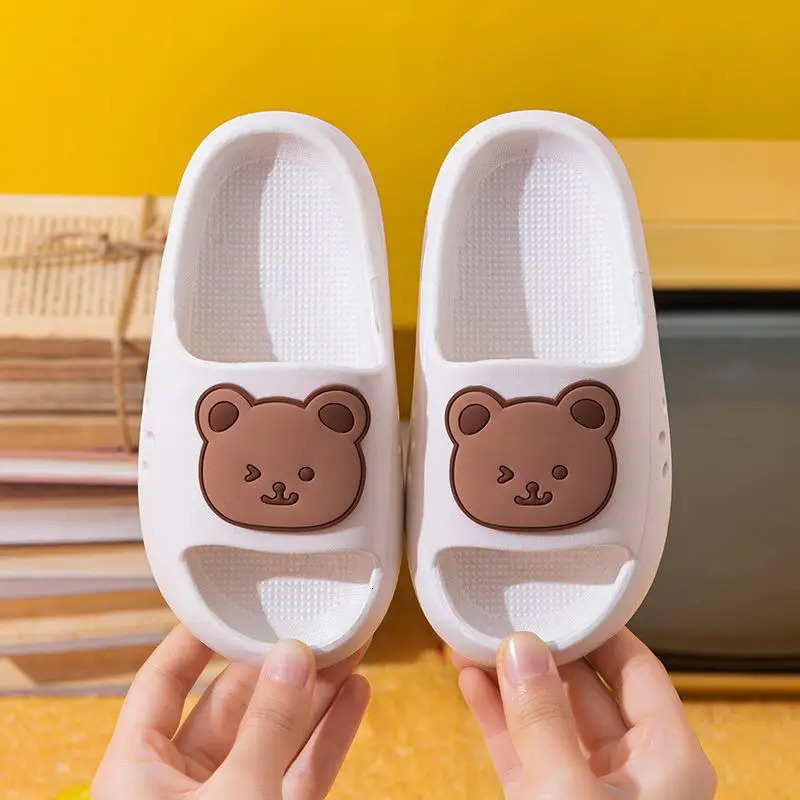 Cartoon Bear Kids Slippers Boys Girls Thick Sole Non-slip Beach Shoes Summer Soft EVA Comfort Flip Flops Indoor Bathroom Slipper 250106