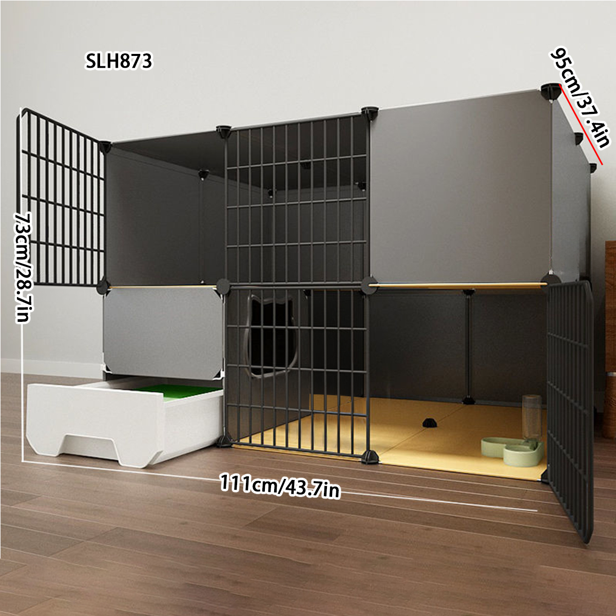 Indoor Cat Villa House with Combined Litter Pan and Toilet Spacious Feline Habitat