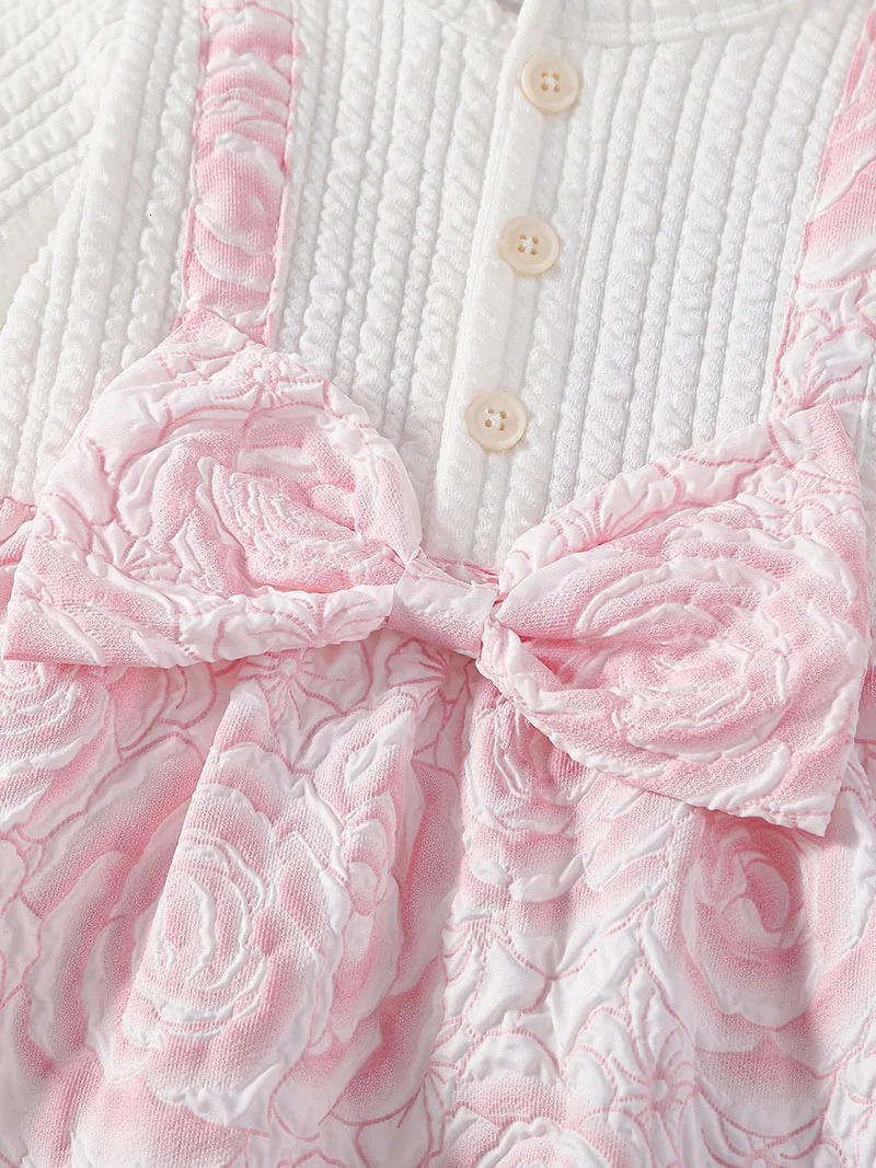 Spring Baby Childrens Clothes Girls Princess Dress 0-3Y Cute Pink Flower false 2pcs Patchwork Dress Toddler Outfit 250107