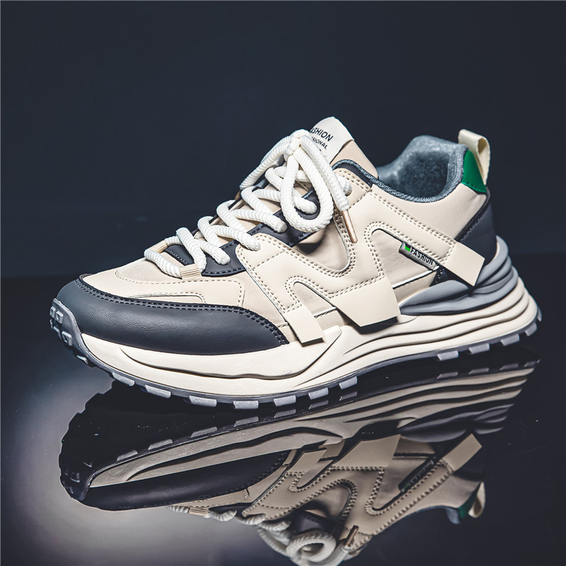 2025 Men Sports Shoes Fashion Thick Sole Anti-slip Versatile Trendy Trainers Shoes Running Hiking Triple Black Beige Grey Free shipping