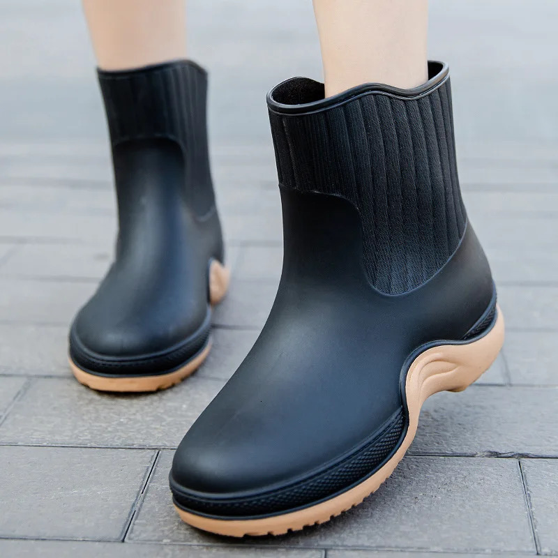 Ladies Comfortable Rain Boots Outdoor Non-slip Waterproof Womens Shoes Fashion Daily Warm Rain Boots Rubber Overshoes 250106