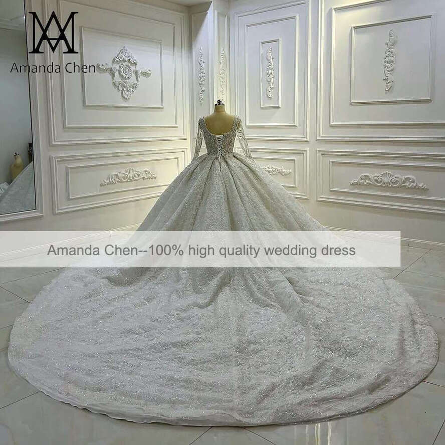Square Necke Long Sleeve Wedding Dress