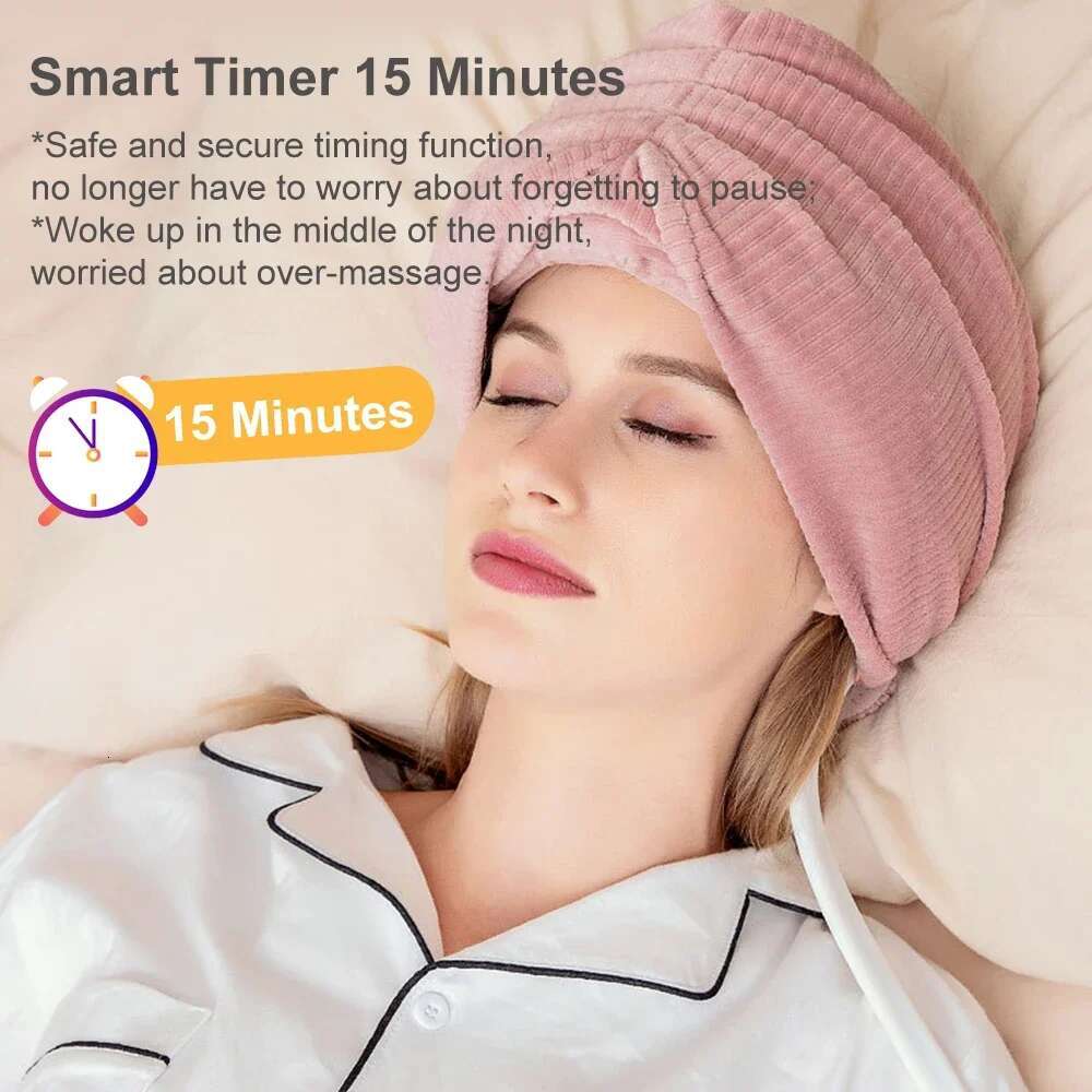 Electric Heated Vibration Head Air Compression Kneading Heads Massager SPA For Headache Stress Reliend Deep Sleeping
