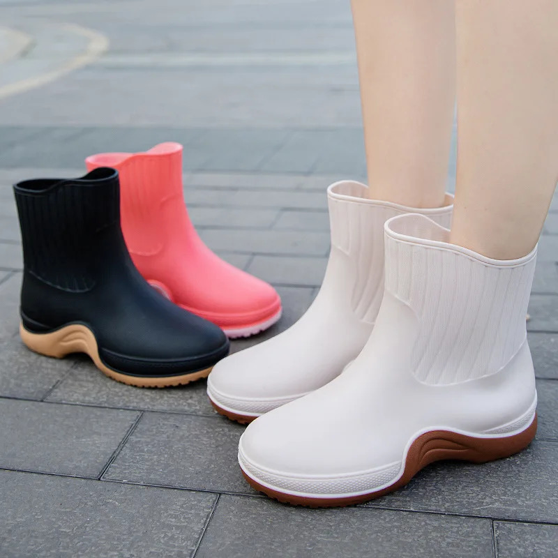 Ladies Comfortable Rain Boots Outdoor Non-slip Waterproof Womens Shoes Fashion Daily Warm Rain Boots Rubber Overshoes 250106