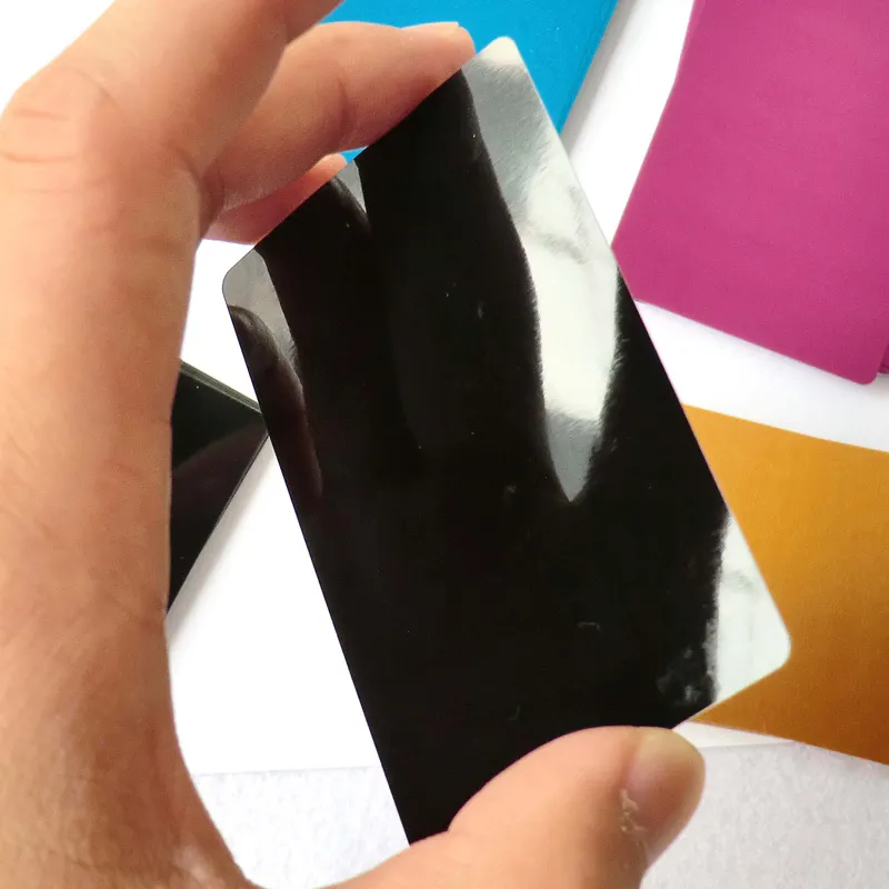 Wholesale 100Pcs Name Plate Alumium Card Dog ID Tag Laser Engraved Metal Business Visiting Name Cards Blank Tags Black Silver Y200922 LL