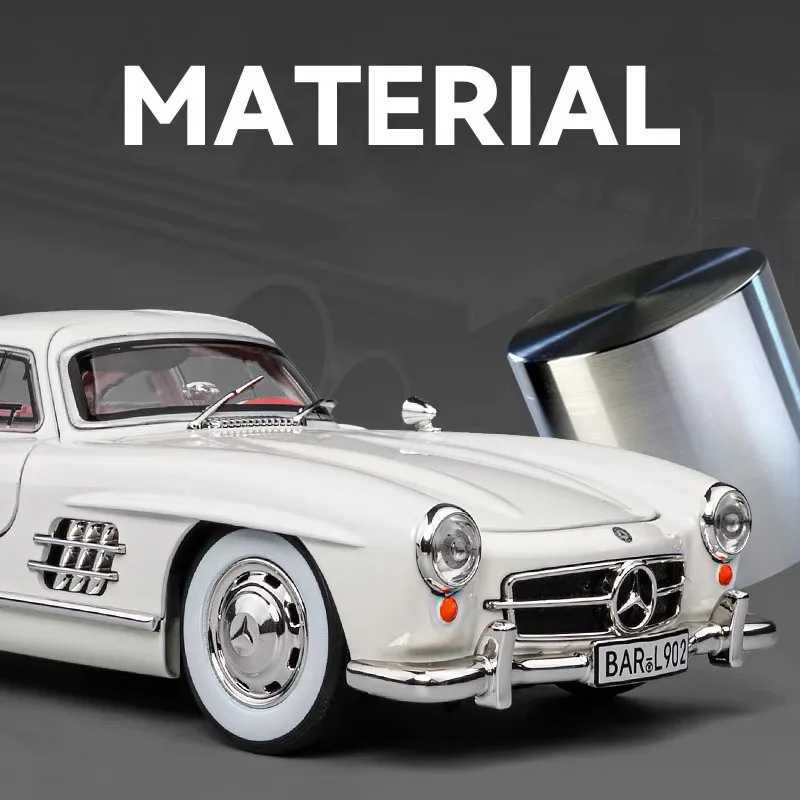 1 24 scale car model Mercedes Benz 300SL alloy car model classic retro die-casting metal sound lamp series childrens toy gift W250106