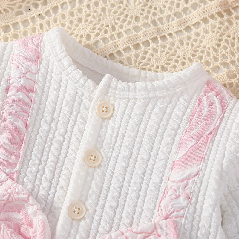 Spring Baby Childrens Clothes Girls Princess Dress 0-3Y Cute Pink Flower false 2pcs Patchwork Dress Toddler Outfit 250107