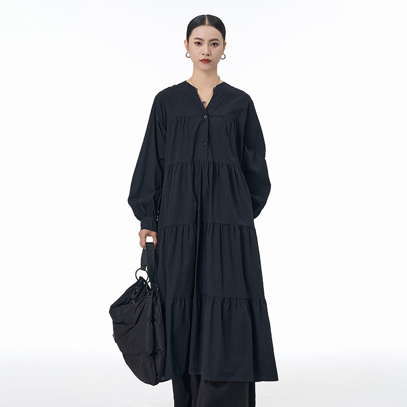 Y6874 Spring new Bohemian long-sleeved cake skirt plus size women's loose slim dress trend