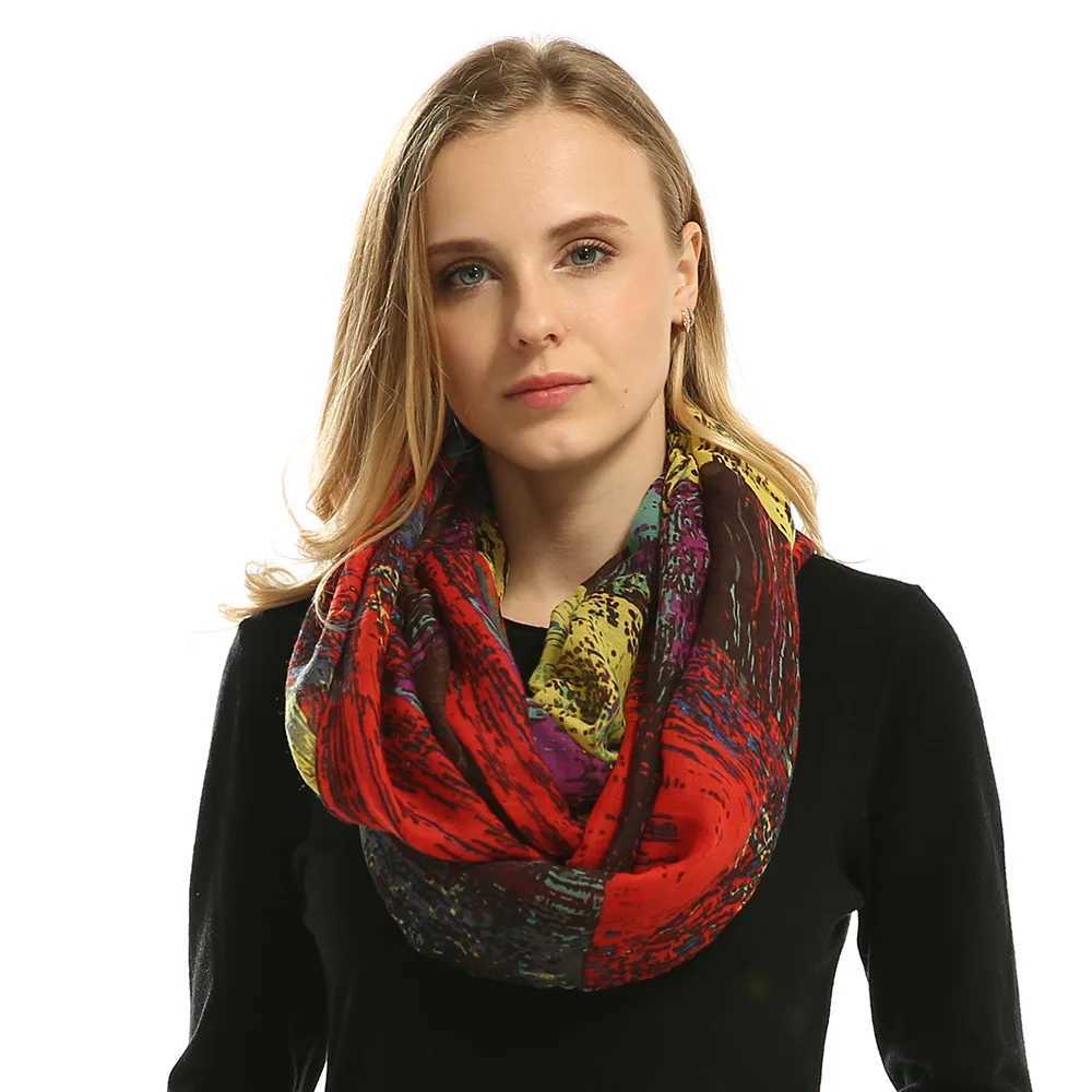 2023 Winter Womens Unlimited Scarf Round Neck Ring Scarf Fashion Printed Ring Scarf Snood Wrap Shawl Warm Collar W250107