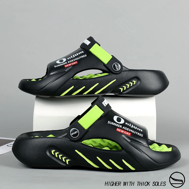 Mens Slide Summer Platform Slide EVA Soft Bottom Mens Shoes Indoor and Outdoor Walking Beach Shoes Flip Cover 250106