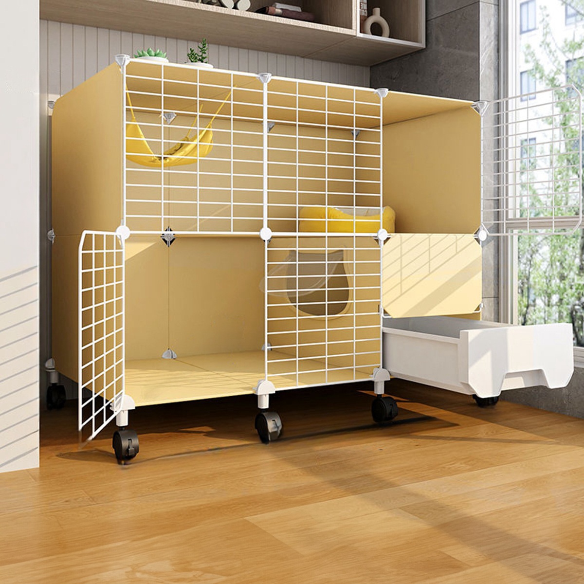 Compact Kitty Cabana with Automatic Toilet Compartment - Perfect for Domestic Cats