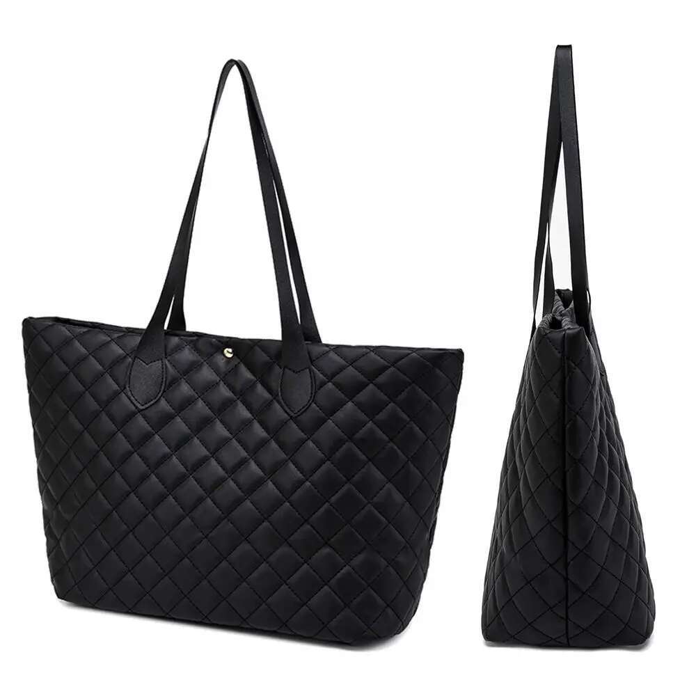 Large Capacity Leather Women's Handbag Fashionable Black/white Button Mom Bag Handbag Women's Outdoor Handbag