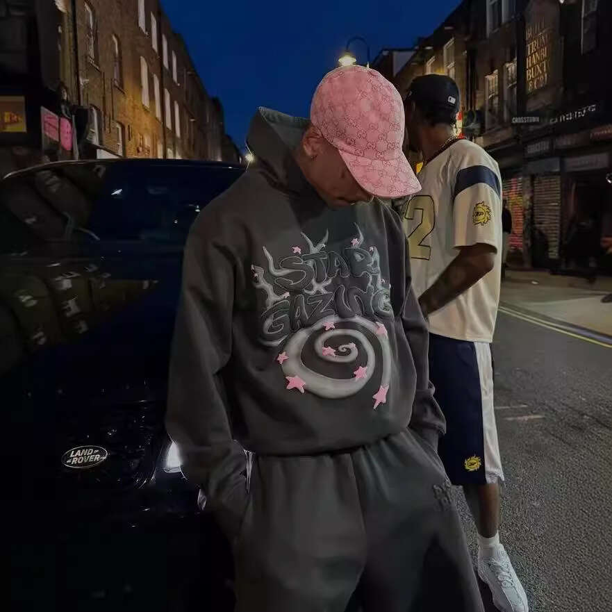 Fashion Street Trendy Loose Hoodie Top Foam Printed Long Sleeve