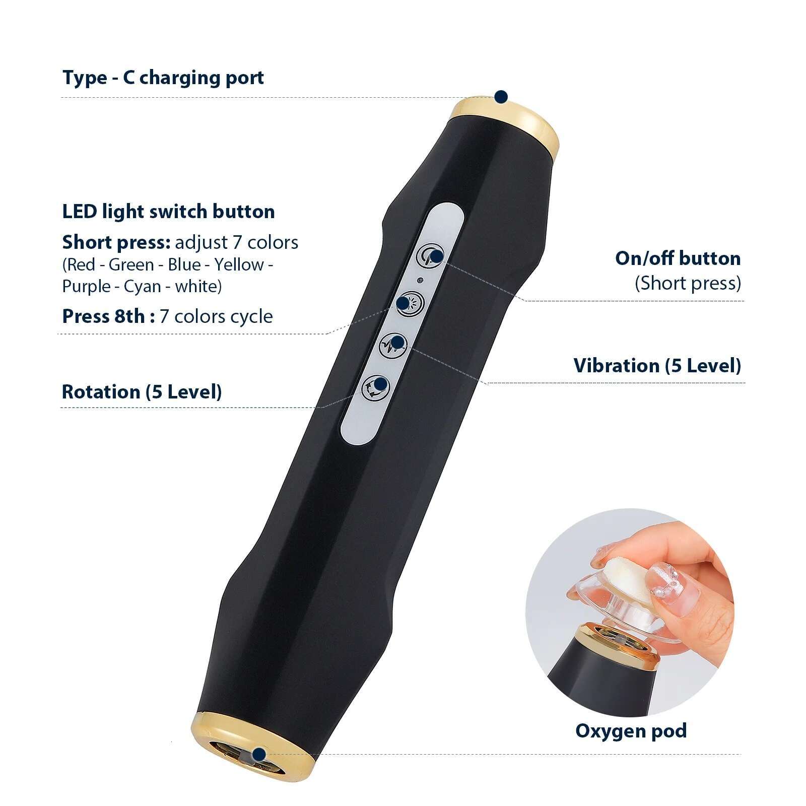 Facial CO2 Bubble Pen Beauty Meter Oxygen Balancing Device Home SPA Skin Care Tool