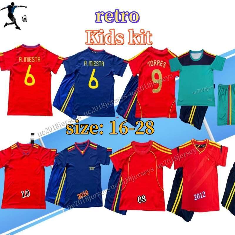 Kids kit Classic 2008 2010 2012 Espano Retro Soccer Jerseys CASILLAS XAVI LUIS boy Camiseta De Futbol children Spain football shirts