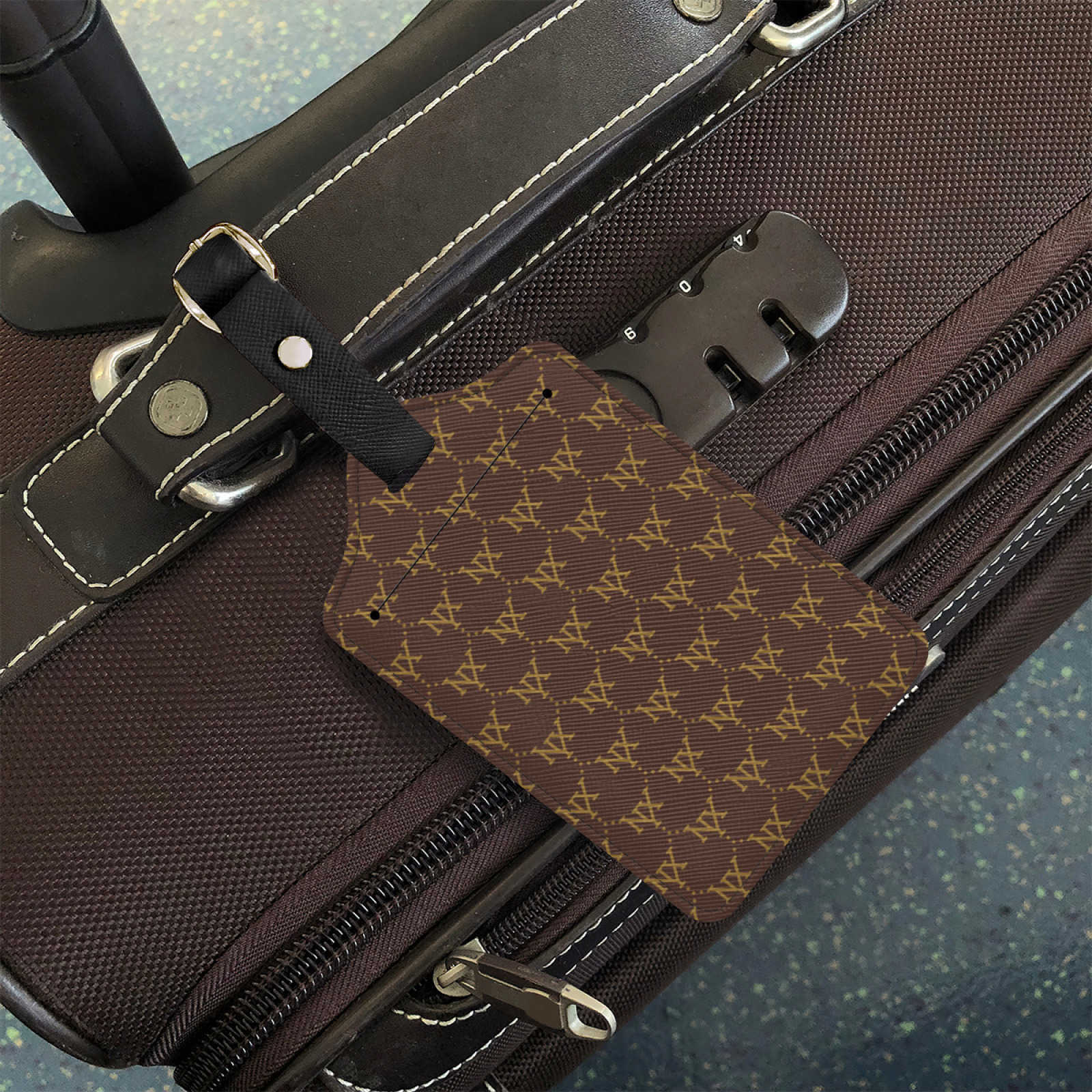 Cross Pattern PU Luggage Tag Leather Luggage Tag With Anti Loss Loop And Cover Suitable For Luggage And Travel Bags