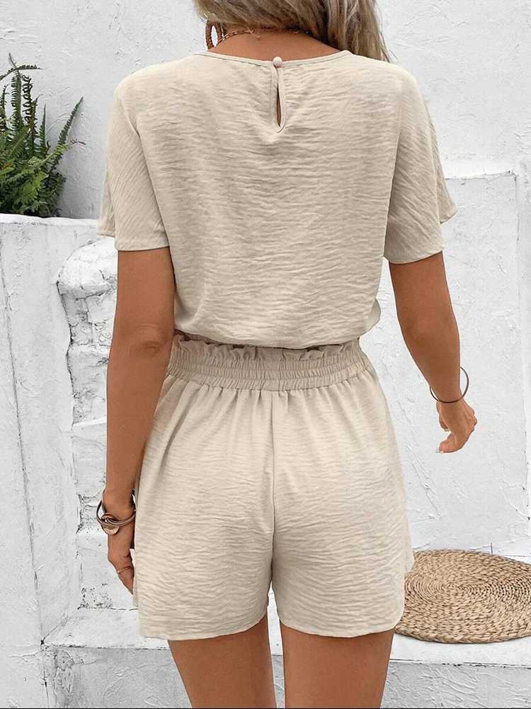 Women Summer Casual Short Suit Loose Comfortable O-neck T-Shirts And Elastic Waist Shorts Fe Fashion Steetwear Suits salesXJ250106