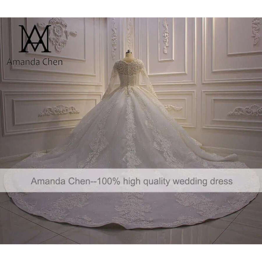 Robe De Mariee Courte O-Neck Lace Applique Wedding Dress For Muslim