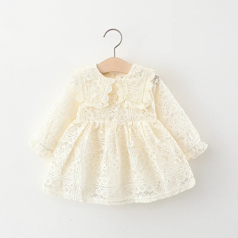 Spring Autumn Toddler Girl Clothes Korean Fashion Doll Collar Long Sleeve Lace Baby 1st Birthday Dresses Princess Dress BC050 250107