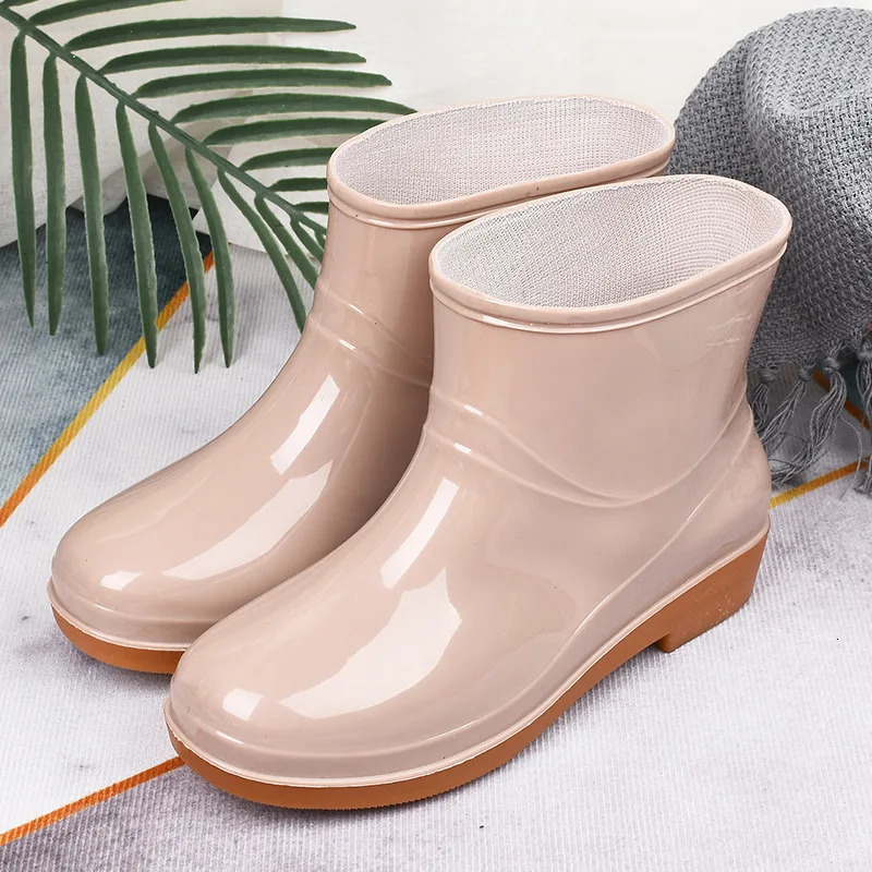 Short Tube Womens Rain Boots Waterproof Anti Slip Wear-resistant Kitchen Rain Boots During The Rainy Season 250106