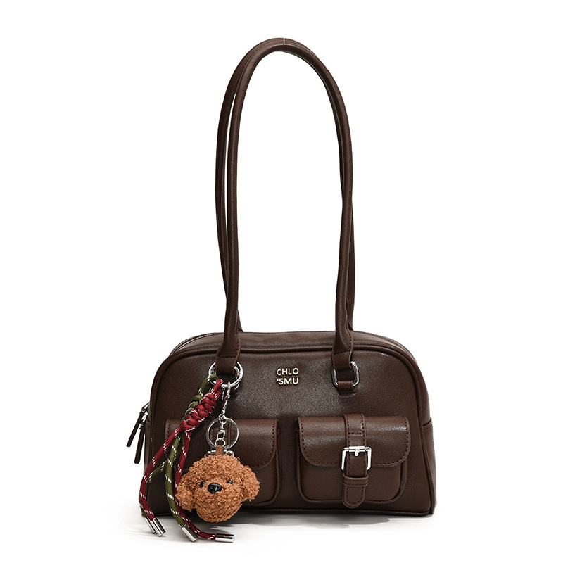 Single Shoulder Bag For Women - Vintage Solid Color Casual Tote, Brown Leather, Free Shipping New Free Delivery Designer Bag