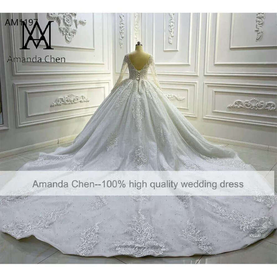 Crystal Full Sleeve Mermaid Wedding Dress