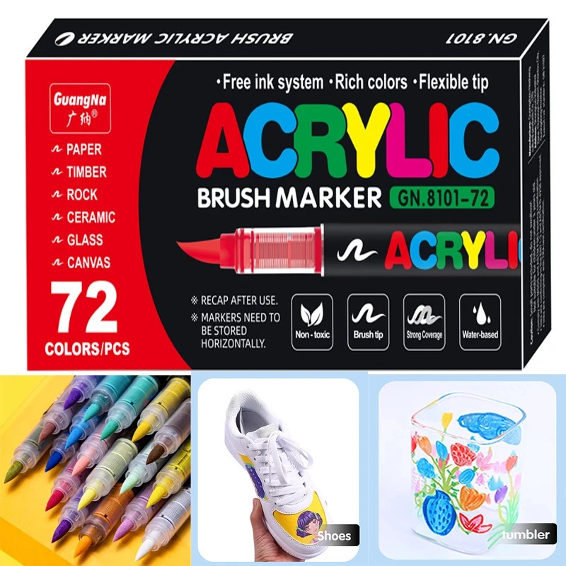 120 color acrylic paint pen brush marker pen stone paint pen glass wood canvas DIY art production professional 250106