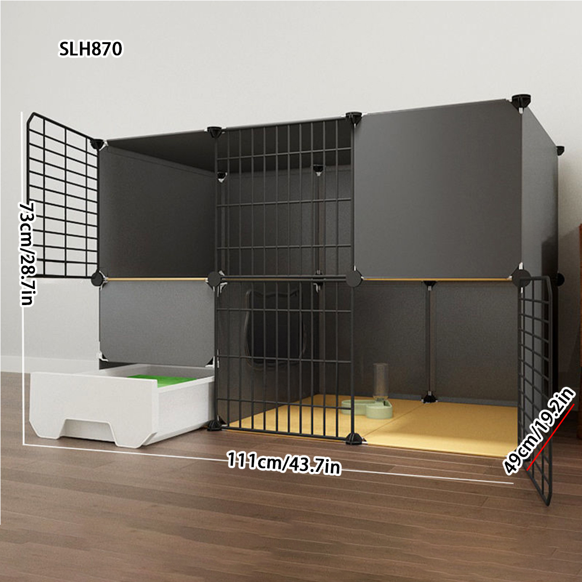 Indoor Cat Villa House with Combined Litter Pan and Toilet Spacious Feline Habitat