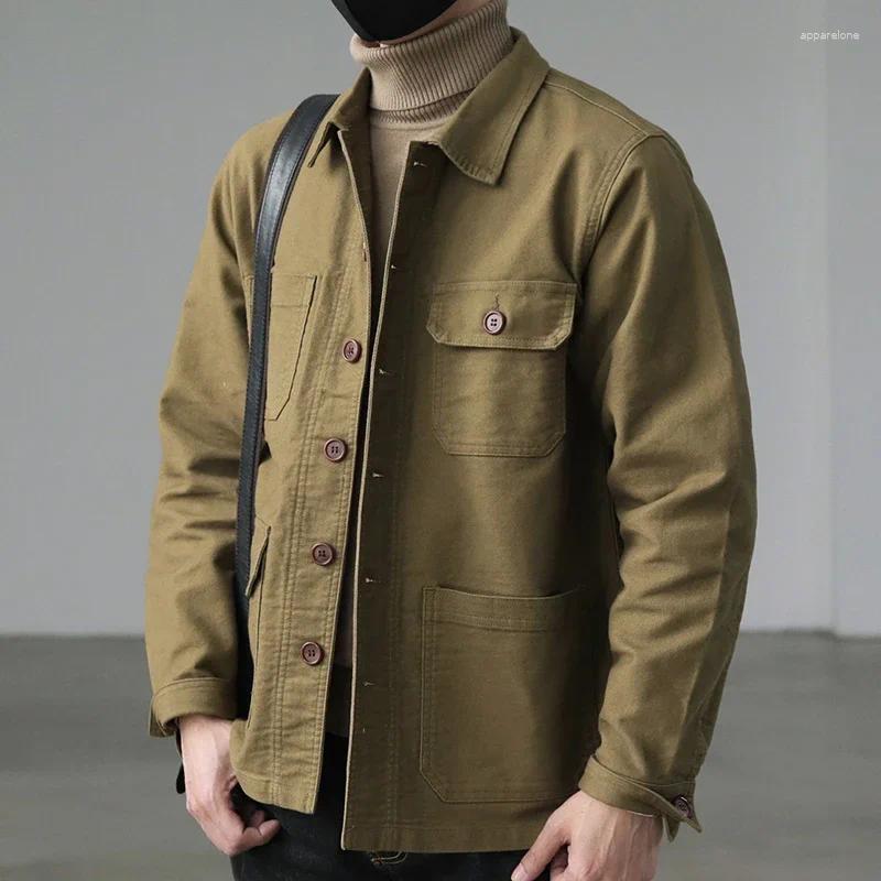 Mens Jackets Cargo Jacket Chore Utility 4 Pockets Military Tatical Workwear Vintage Casual Menswear Spring Autumn Outdoor Clothes