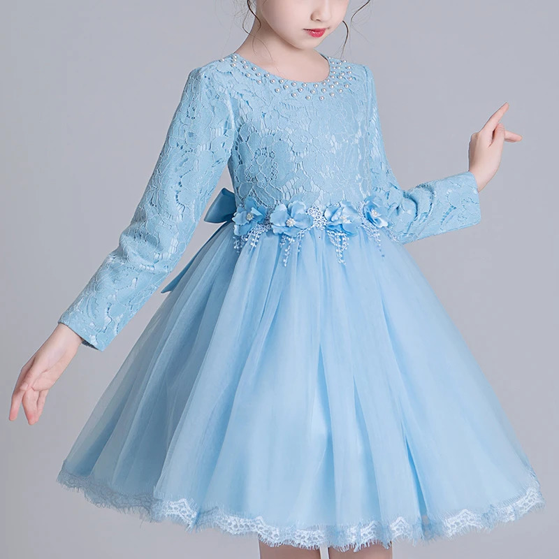 Kids Dresses For Girls 3-14 Wedding Party Frock Flower Beads Gown Princess Girls Dress Childrens Embroidery Tutu Dress cx2823 250107