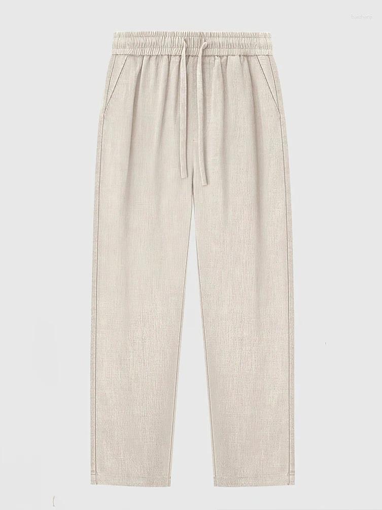 Men's Pants Straight Casual Cotton Linen Men Wide Leg Lightweight Baggy Sweatpants Male Ankle-Length Walking Trousers Work
