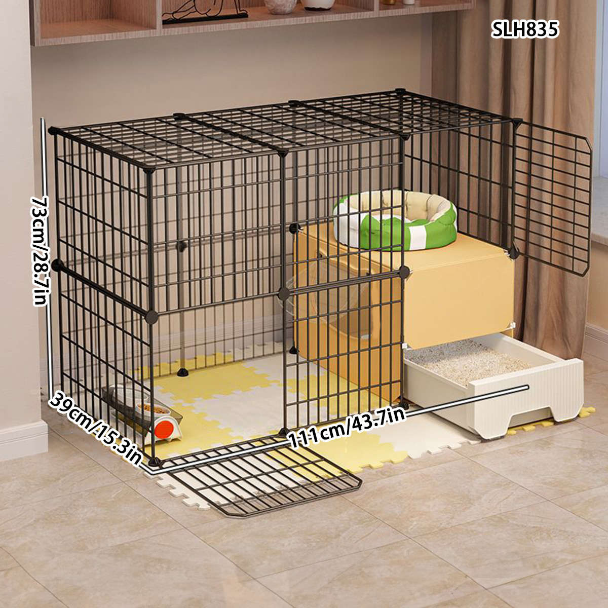 Spacious Dual Layer Indoor Cat House with Bedroom, Bathroom, and Lounge Area - Ideal Pet Habitat