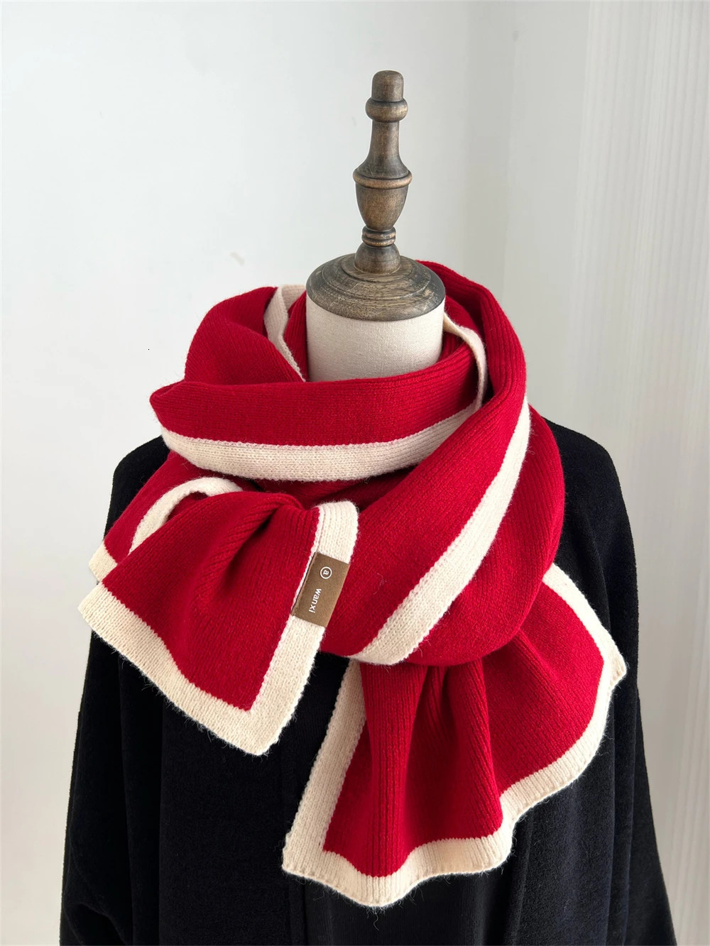 2024 Korean Style Winter Warm Wool Scarf for Women Striped Elastic Knitted Scarves Female Bandana Thick Neckerchief Shawl 250106
