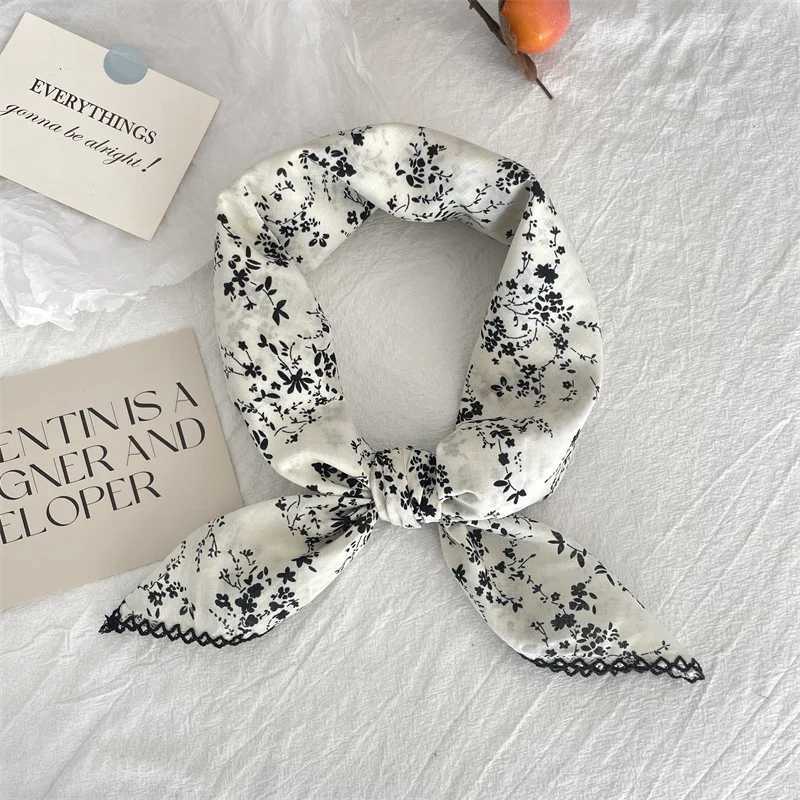 Flower printed handkerchief small headscarf cotton head scarf womens square headscarf W250107