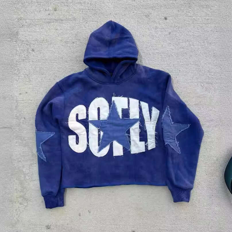 New Fashion Hoodie with Star Embroidered Long Sleeves and Loose Hoodies