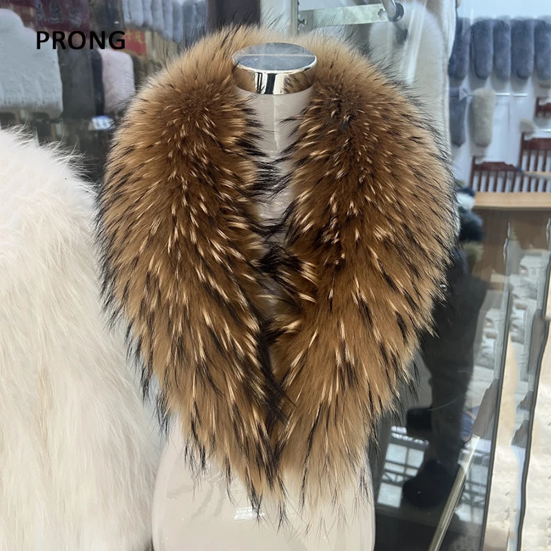 Natural Raccoon Fur Collar Real Fur Scarf Women Winter Neck Warmer Fur Shawl Wraps Scarves Men Coat Jacket Furry Collars 250106