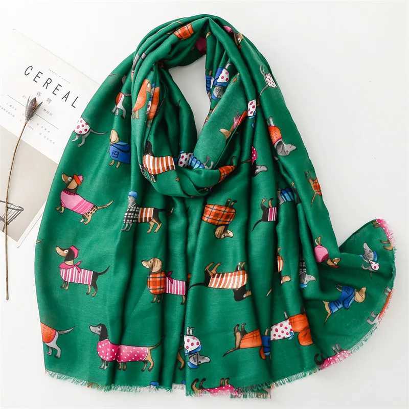 Cute animal sausage pattern adhesive scarf cute breathable edge shawl casual travel close fitting jacket long shawl 180 * 85cm W250107