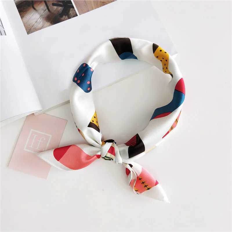 Square scarf business party headband elegant womens small retro slim fit retro neck and neck silk satin scarf W250107