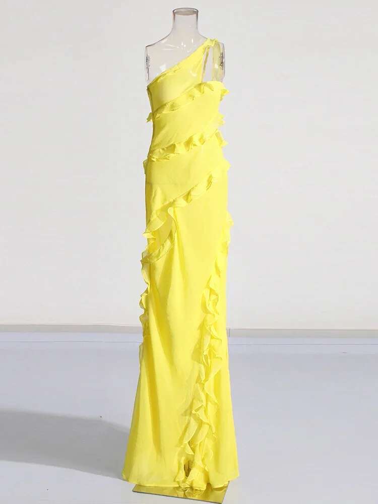 Solid Split Slimming Dresses For Women Diagonal Collar Sleeveless Backless High Waist Temperament Dress Female New