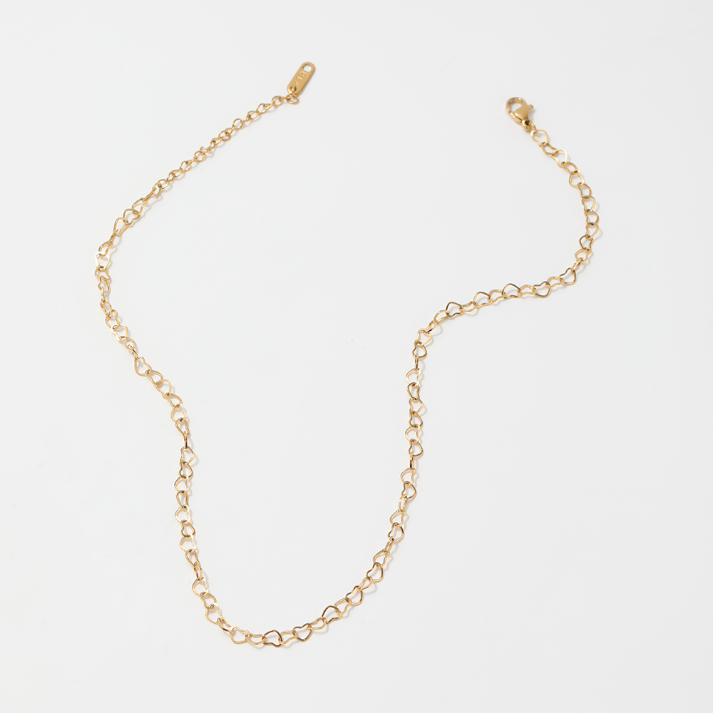 Designer Jewellery Chains 18K Gold Plated Hollow Heart Tennis High Quality Choker Necklace for Daily Wear Gift Textured Dainty Stainless Steel Accesso