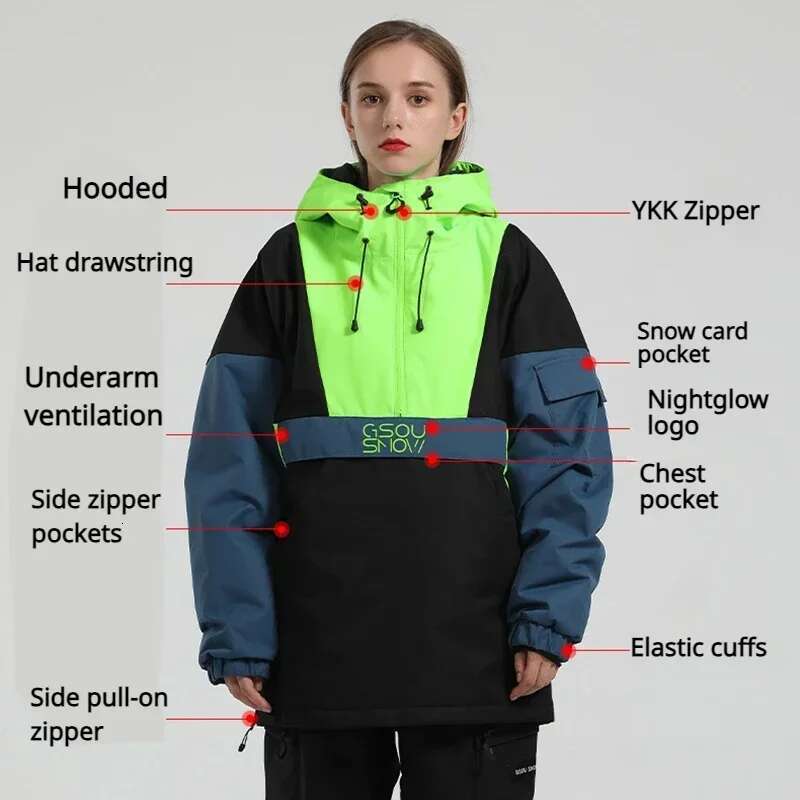 2025 Winter Jackets New Loose Snow Tops Women Waterproof Outdoor Windproof Snowboard Clothes Couple Coat Men Skiing Hoodie
