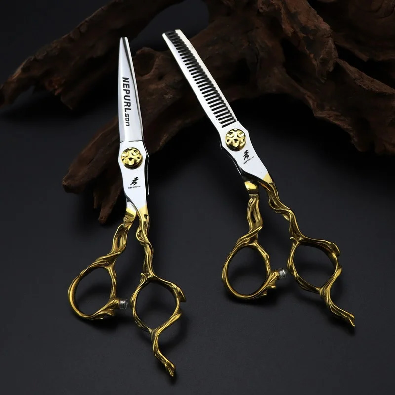 Nepurlson Professional Barber Hairdressing Scissors Set for Hair Salon 6 Inch Cutting Scissors Hairdresser Thinning Scissors 250106