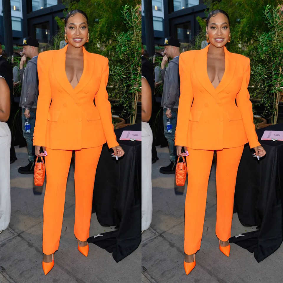 Customized Orange Spring Women Pants Sets Designer Ladies Prom Birthday Party Formal Wear Custom Made Outfit Jacket 2 Pieces
