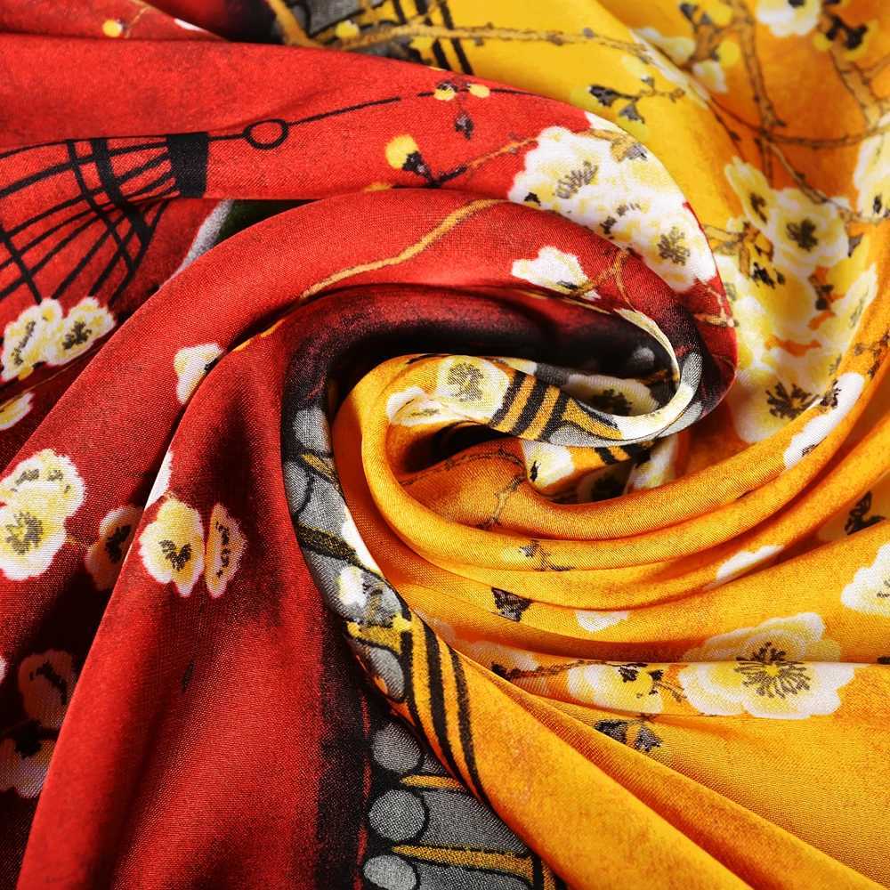 BYSIFA Letters Silk Scarf Shawl Spring Autumn Fashion Square Coffee Orange Scarf Foulard Winter Womens Headwear Accessories W250107