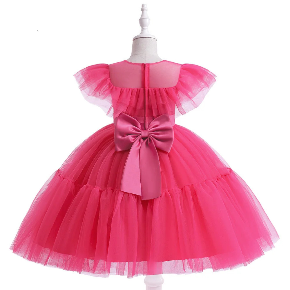 Fluffy Girls Red Party Dresses 3-10 Years Birthday Gala Princess Children Gown Formal Girl Wedding Prom Dress Bridemaid Vestidos 250107