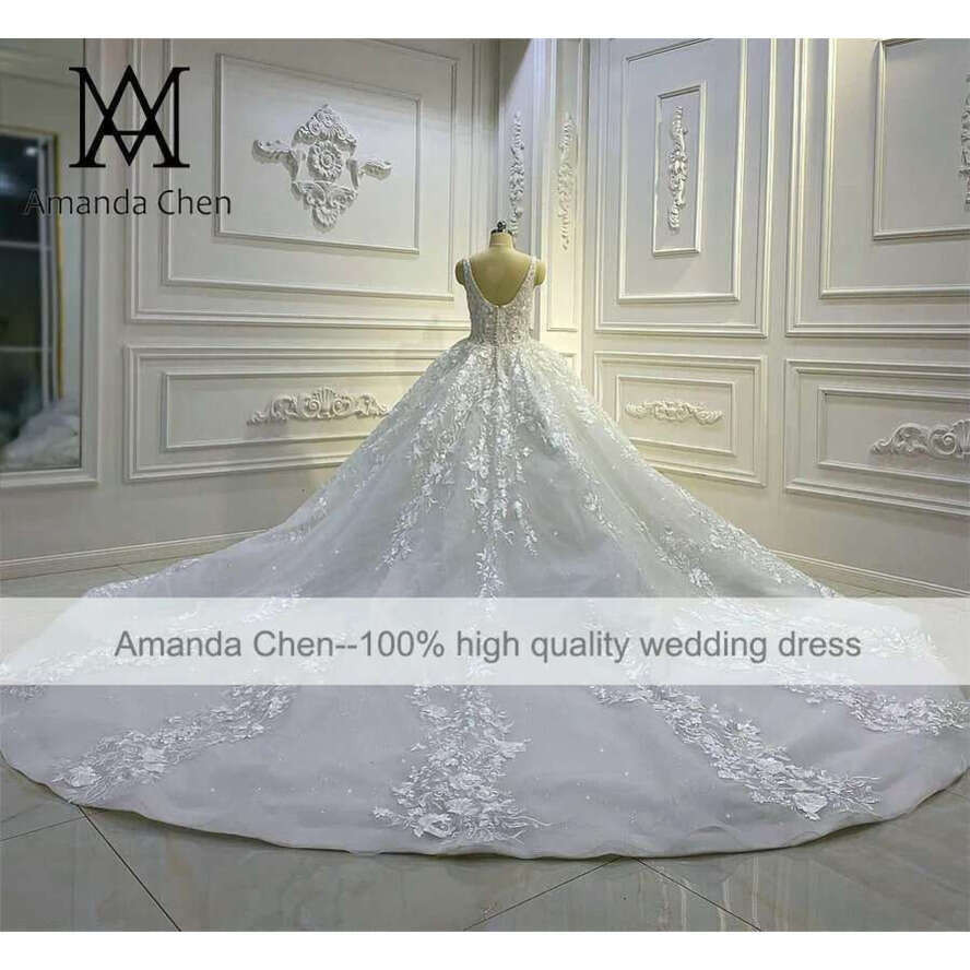 Bridal Dress 2024 Straps Square Necke Ball Gown Lace Wedding Dress
