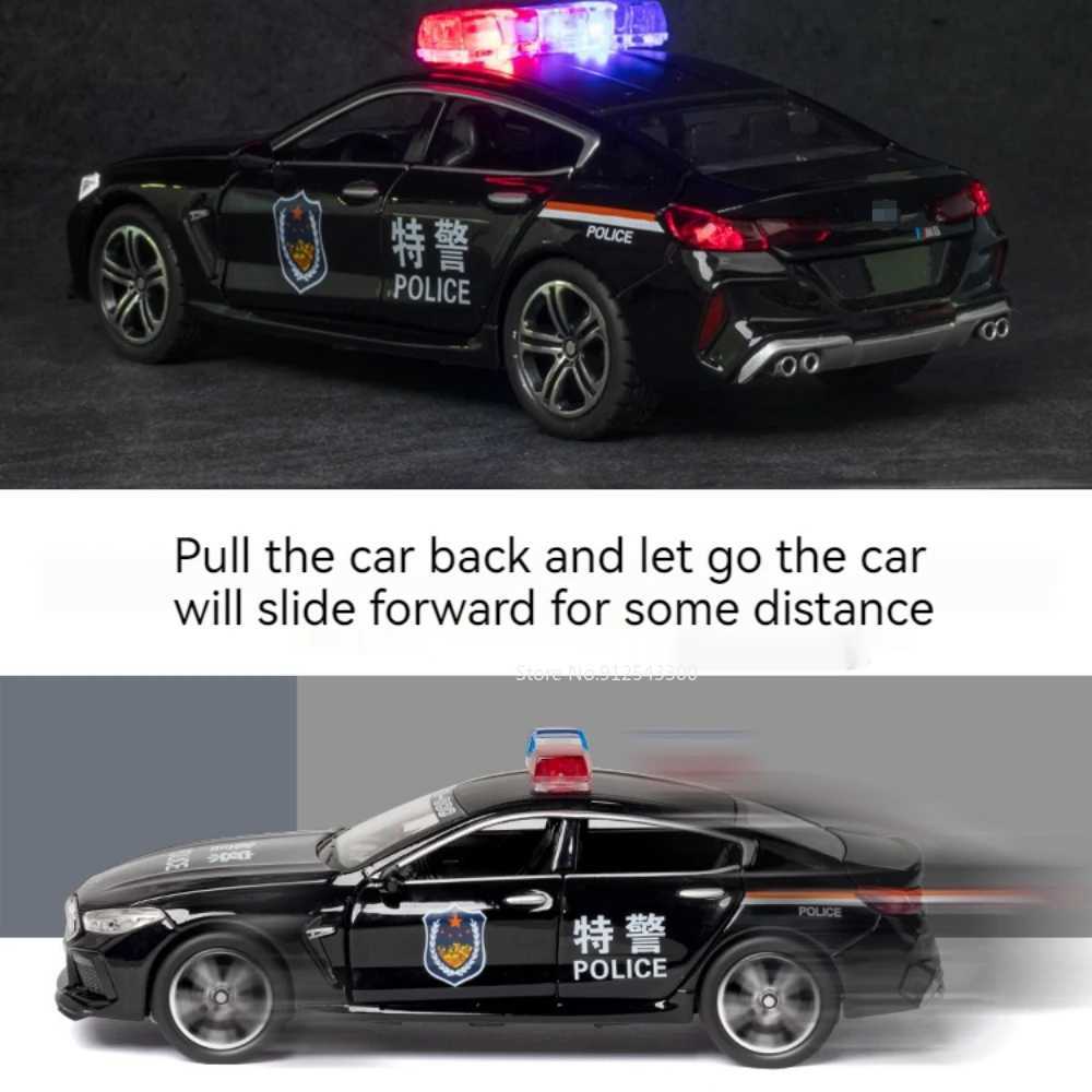 Scale 1/32 M8 police car model toy metal die-casting with pullback 110 simulation vehicle model door can open boys series gift W250106