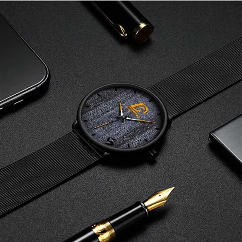 reloj hombre Mens Fashion Ultra Thin Minimalist Watches Men Business Stainless Steel Mesh Belt Quartz Watch relogio masculinoX250107