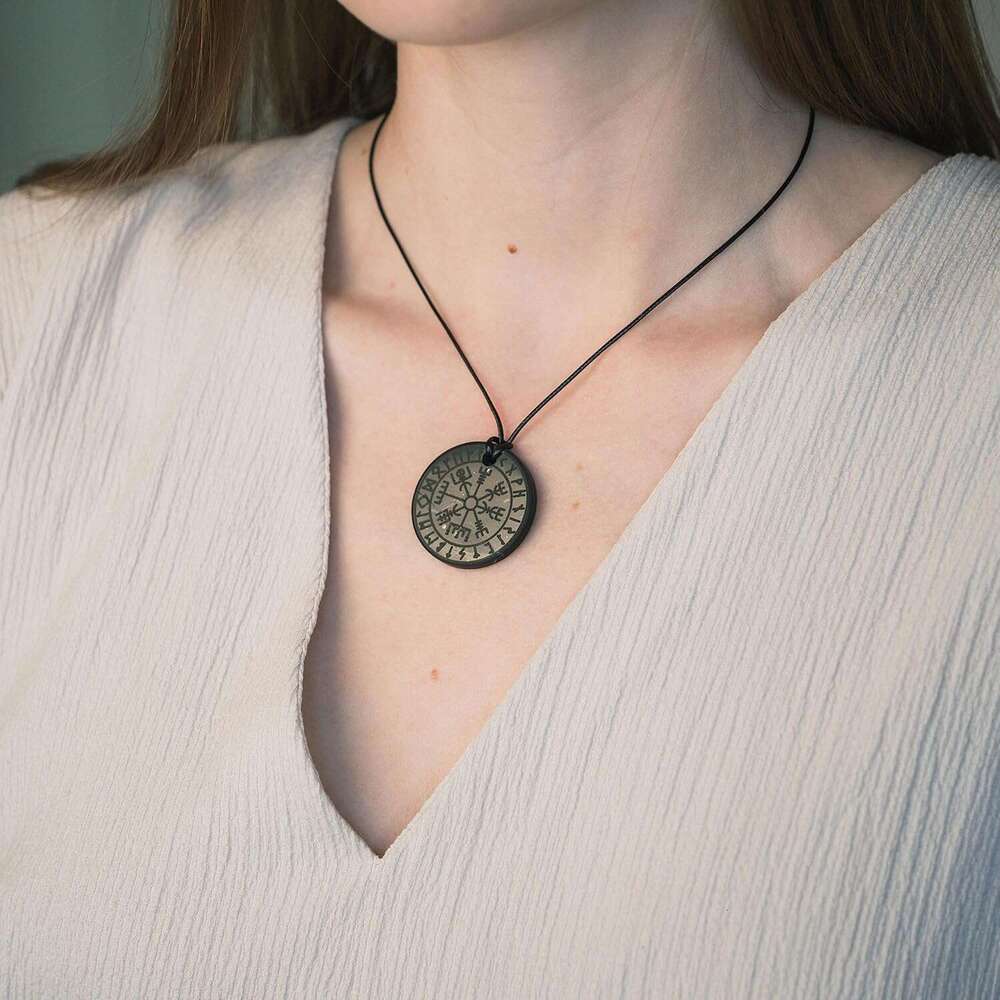 ge Shungite Round Shape Heag Spiritual Natural Black Crystal Jewelry Pendant | Sacred Symbol Talisman Amulet Necklace for Meditation